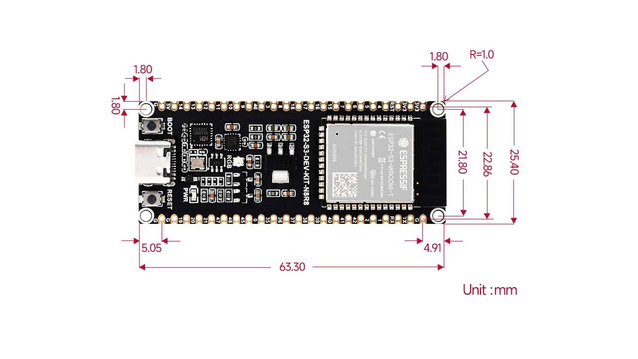 ESP32 S3 Microcontroller Development Board N16R8 WiFi 2.4GHz