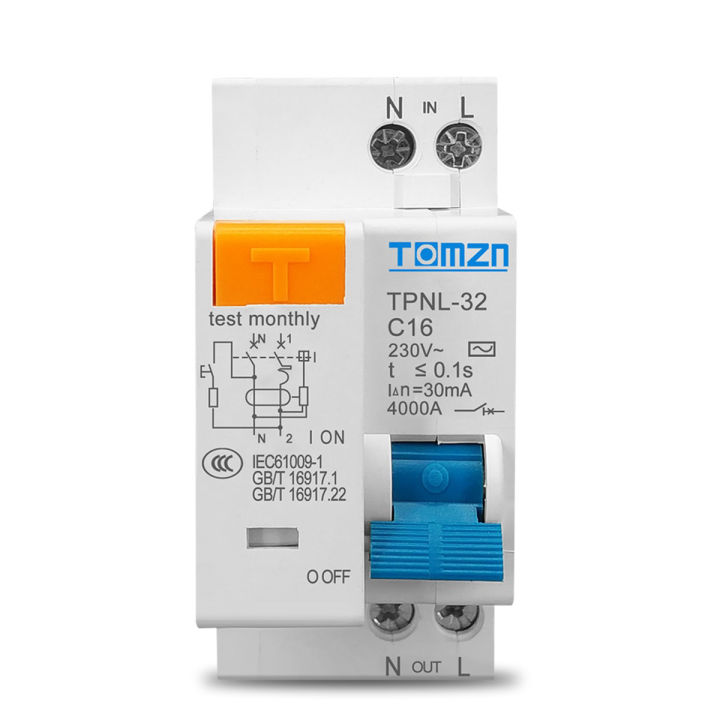 TOMZN Residual Current Circuit Breaker RCBO MCB TPNL32 C16 in Bangladesh
