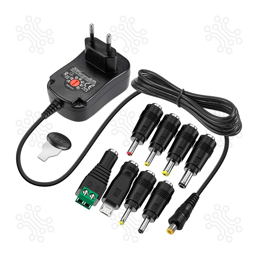 Adjustable Power Adapter 3V to 12V with Reverse Polarity