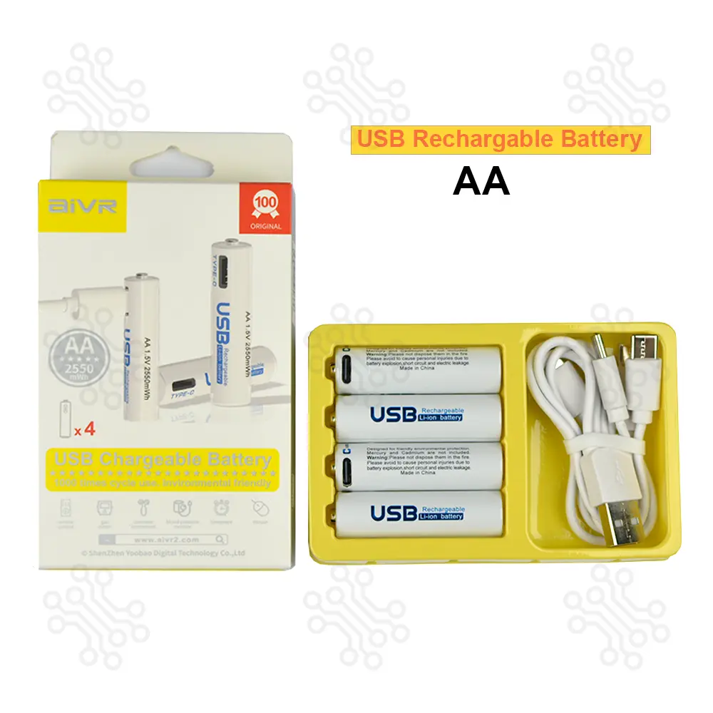 AiVR Rechargeable Battery AA USB Type C