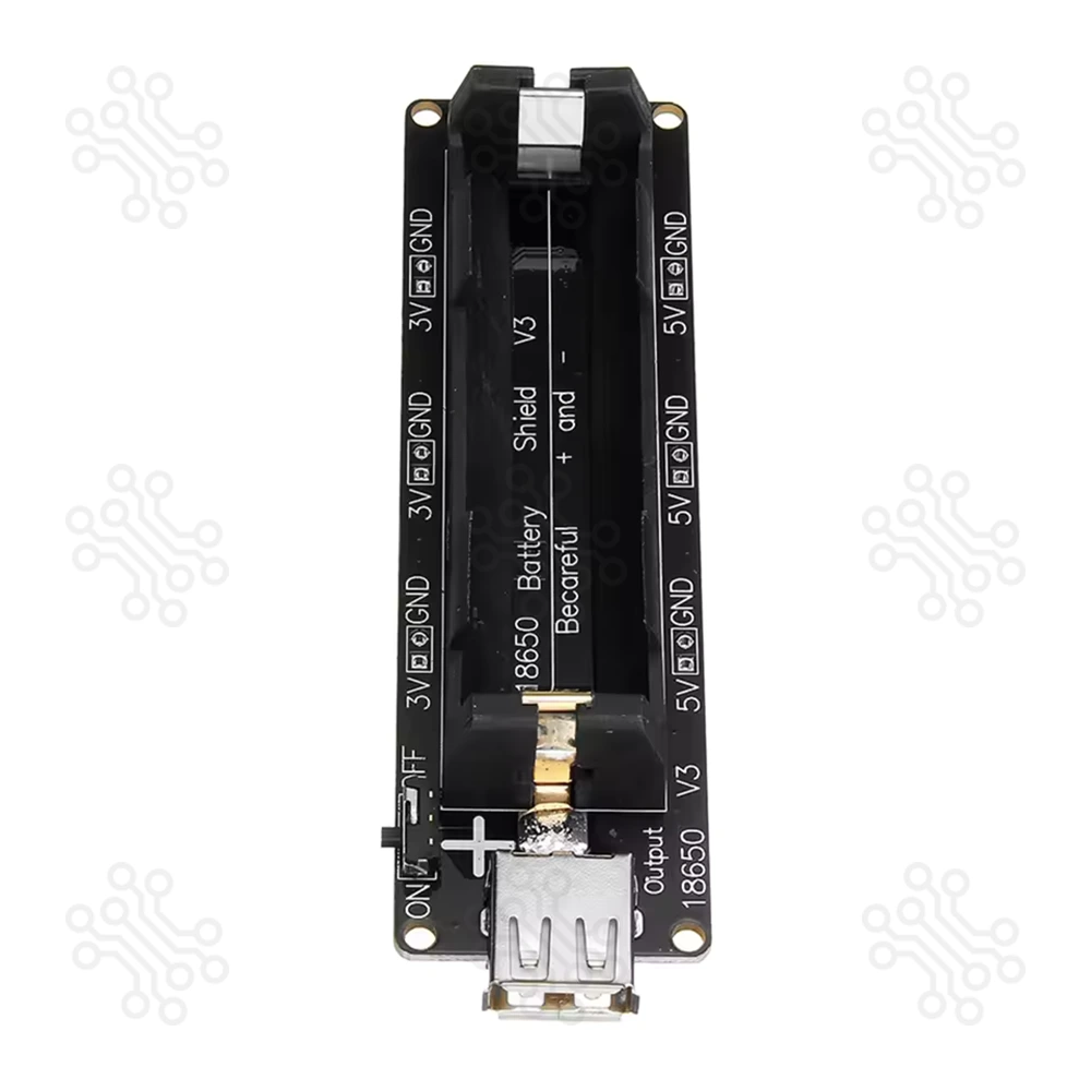 Battery Holder 1x18650 with Charger 3.7V to 5V USB Output
