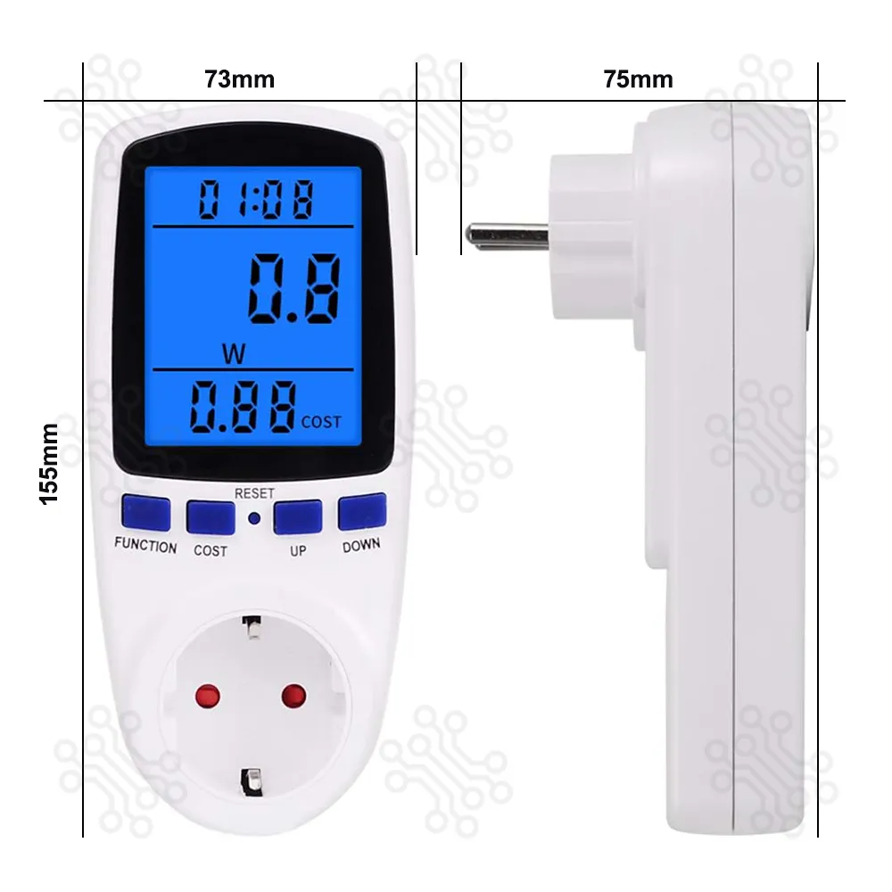 DDS108L Digital Power Consumption Watt Energy Meter EU Plug 16A in Bangladesh