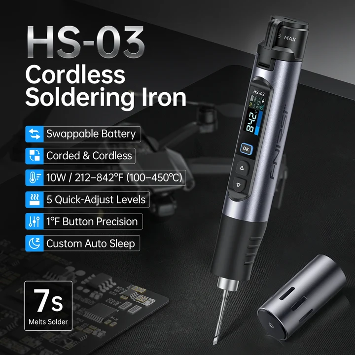 FNIRSI HS 03 Plus Cordless Soldering Iron With 18650 Removable Battery