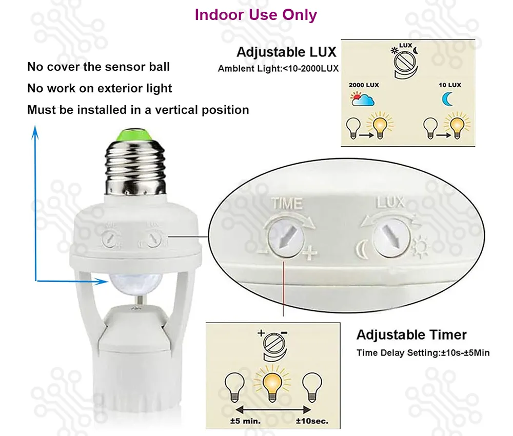 Human Infrared Motion Sensor Bulb Holder E27 in Bangladesh