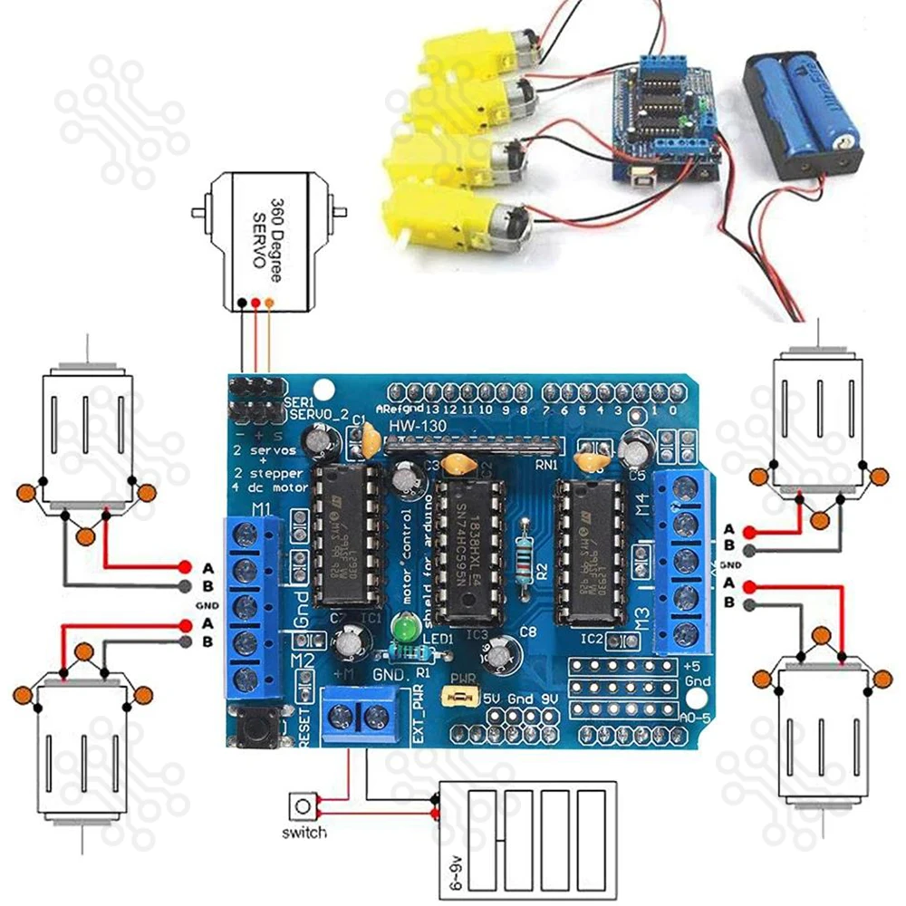L293D-DC-Motor-Driver-Shield-with-Motor-connection