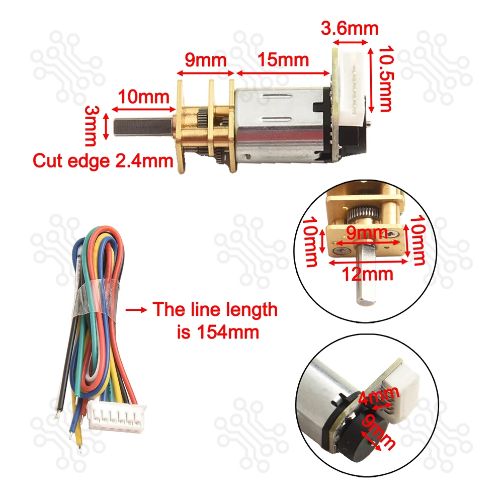 GA12 N20 12V 3000RPM Micro Metal DC Gear Motor with Encoder in Bangladesh