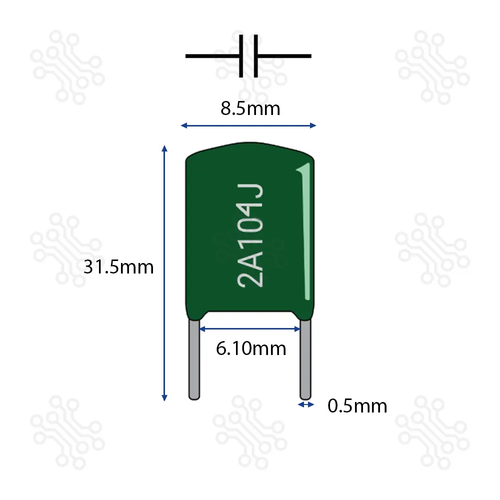 Polyester Film Capacitor 2A104J 100nF 100V in Bangladesh