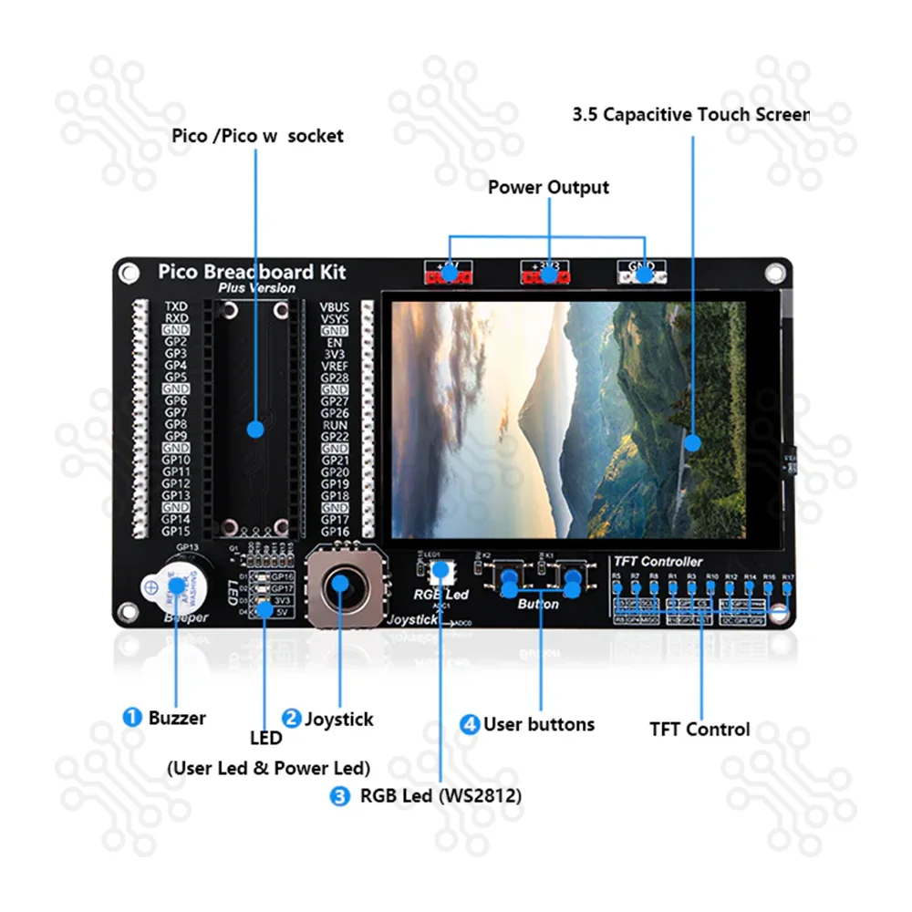 Raspberry Pi Pico Microcontroller Learning Board with Touch Display in Bangladesh