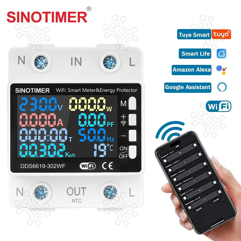 Sinotimer DDS6619-302WF WiFi Smart Energy Meter and Voltage Protector in Bangladesh