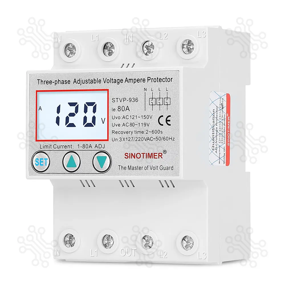 SINOTIMER STVP936 80A 3 Phase Adjustable Voltage Current Protector in Bangladesh