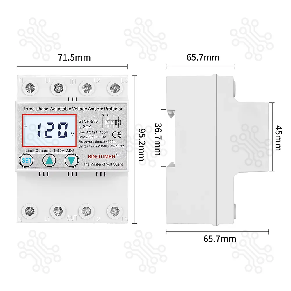 SINOTIMER STVP936 80A 3 Phase Adjustable Voltage Current Protector in Bangladesh