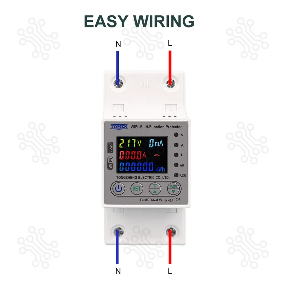 TOMZN 63A WiFi Smart Energy Meter and Protector TOMPD63LW 