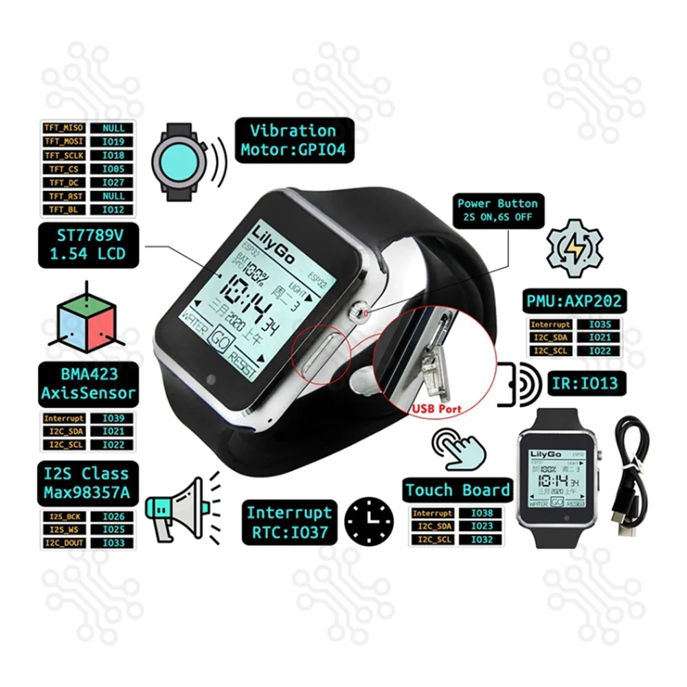 TTGO T Watch Wearable ESP32 Chip Touch Display Programmable in Bangladesh