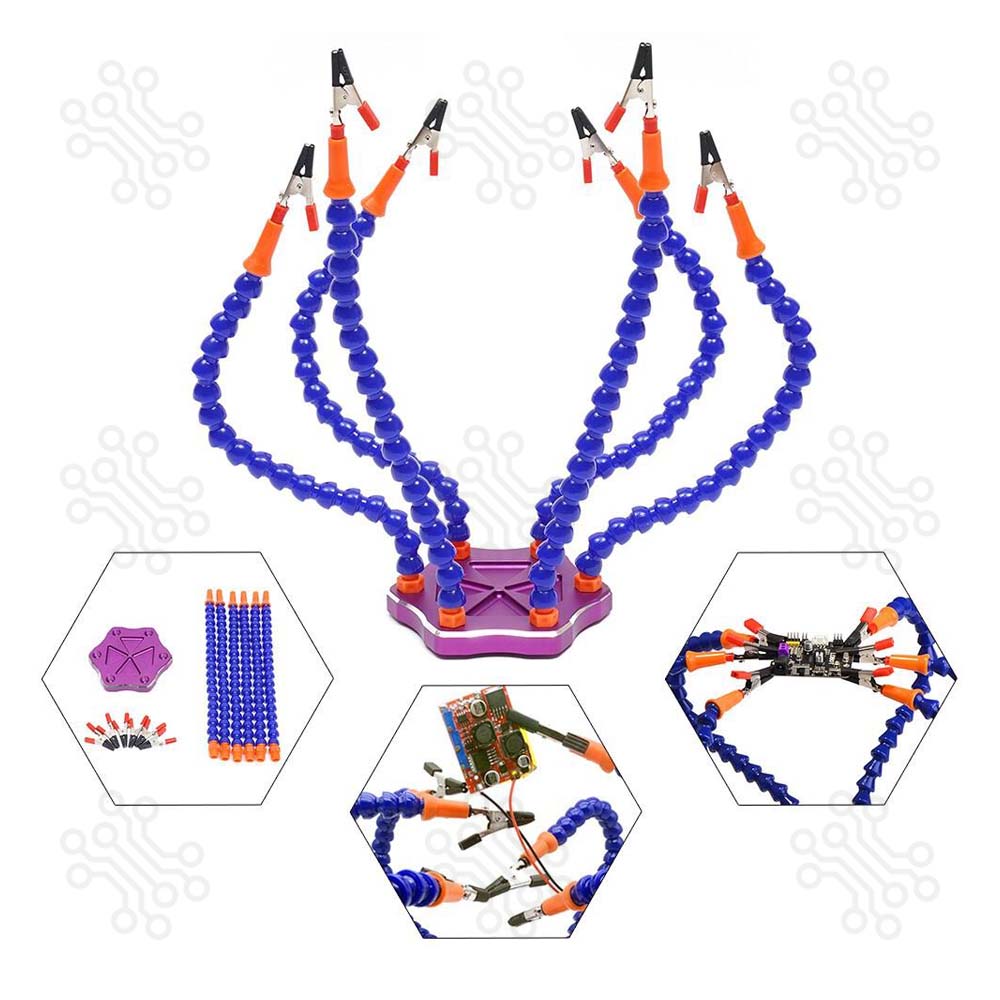 Third Hand Soldering PCB Holder Six Arms