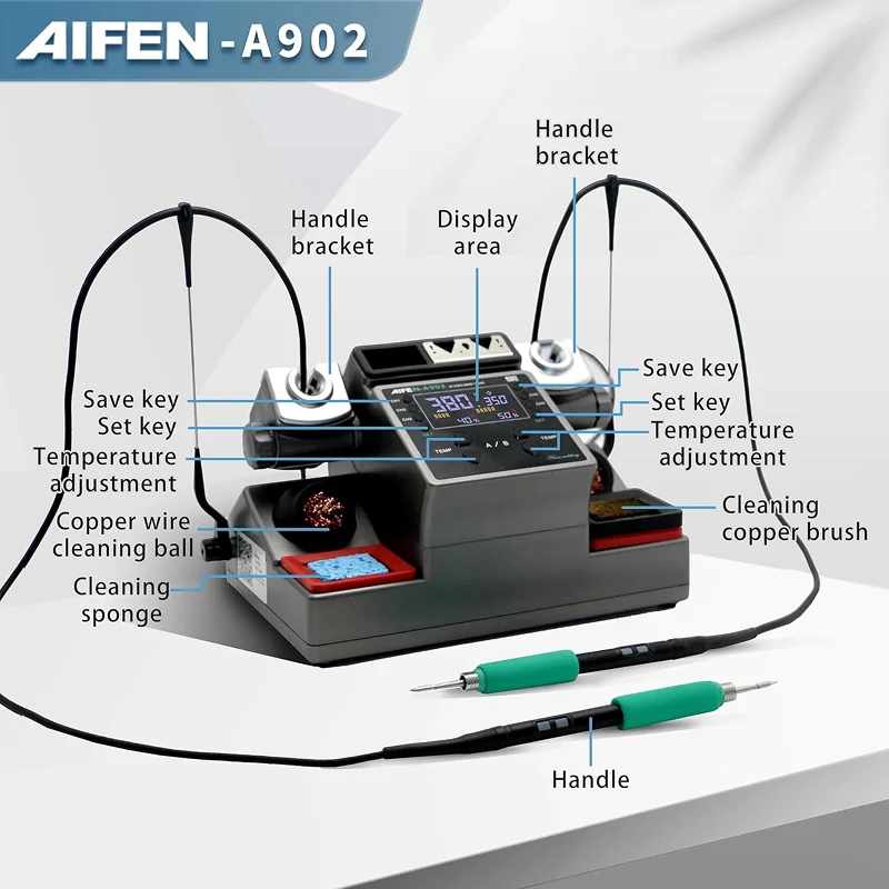 AIFEN A902 Double Soldering Station 350W for Mobile Phone Repair in Bangladesh