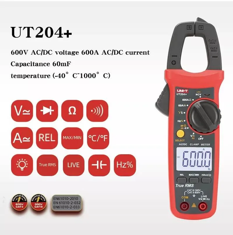 Digital Clamp Meter UNI T UT204+