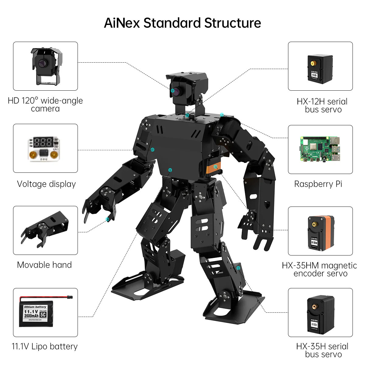 AiNex ROS Education AI Vision Humanoid Robot Powered by Raspberry Pi  in Bangladesh