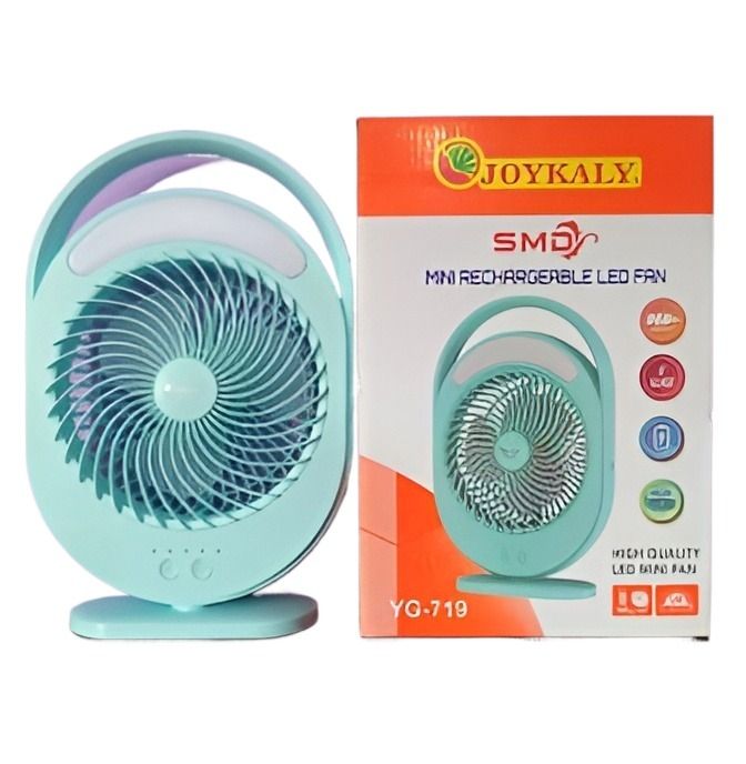 JOYKALY YG 719 Rechargeable 2400mAh Desk Fan With LED Lamp in Bangladesh