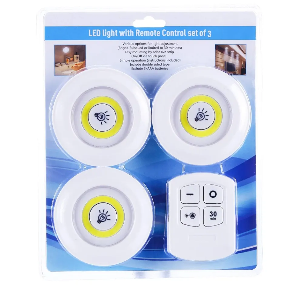 Wireless LED Puck Light With Remote Control 3PCS Set in Bangladesh