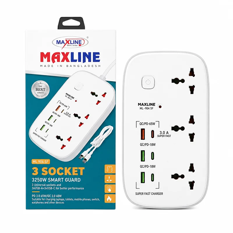 Maxline ML 904 SF Smart Guard Extension Socket Multiplug in Bangladesh