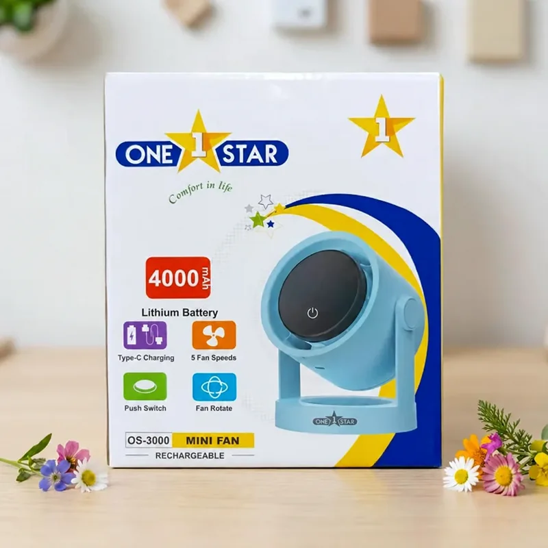 One Star Rechargeable Mini Fan OS 3000 in Bangladesh