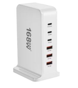 Super Fast Charging Multi Port 168W Type C Mobile Desktop Travel Charger in Bangladesh
