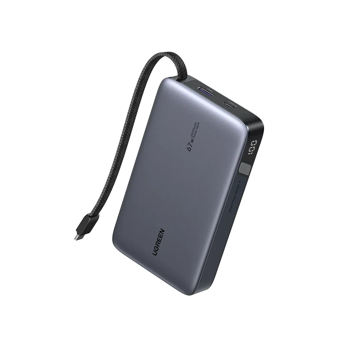 UGREEN 20000mAh 67W 1C1A Power Bank with Built in Cable 3C Version