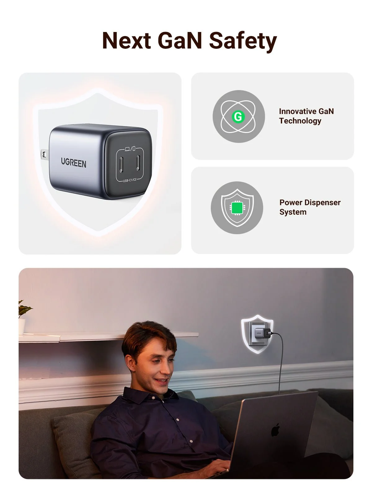 UGREEN Nexode 45W Dual USB-C GaN Fast Charger Adapter in Bangladesh