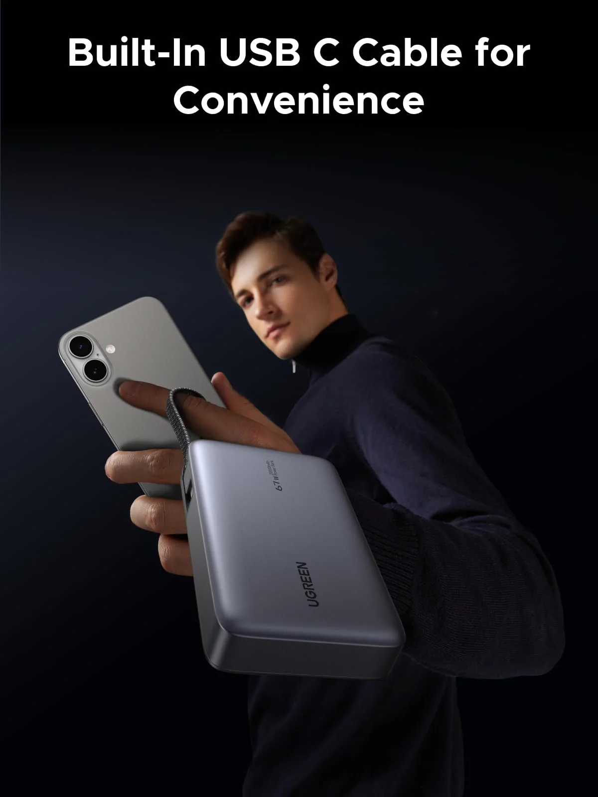 UGREEN Nexode PB550 20000mAh 67W Power Bank with Built-in USB-C Cable in Bangladesh