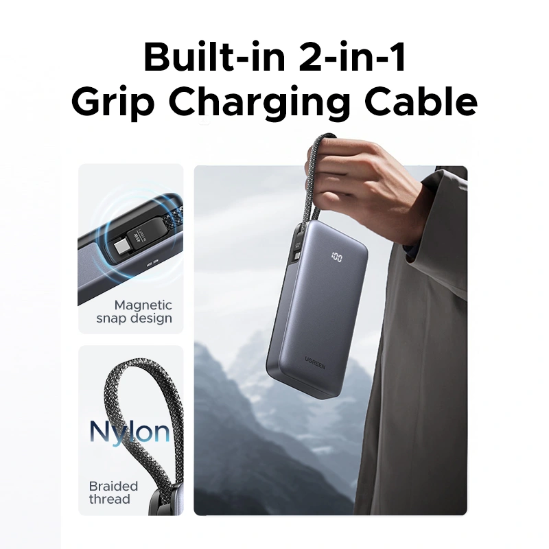 UGREEN PB536 Nexode 20000mAh 45W Power Bank with Built-in Cable in Bangladesh