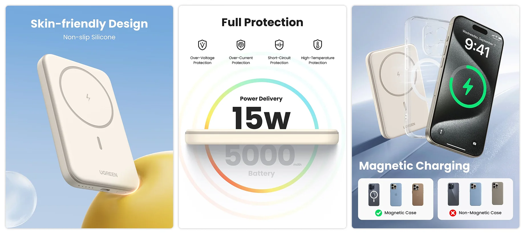 UGREEN PB560 5000mAh 15W Magnetic Wireless Power Bank