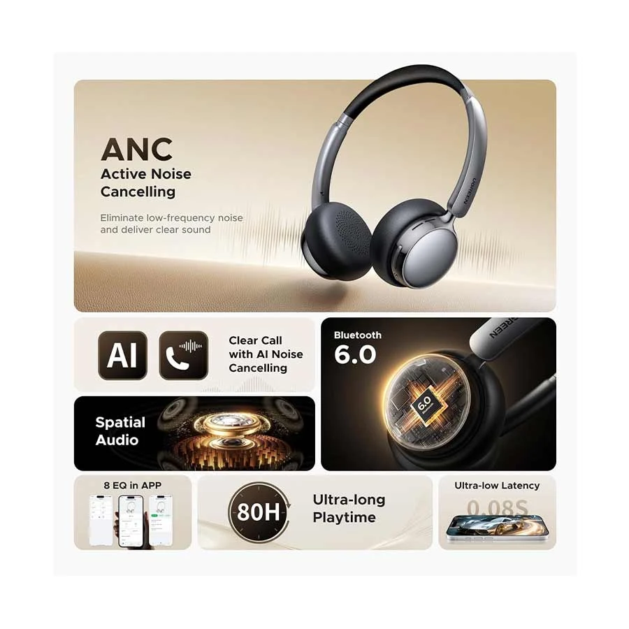 UGREEN HP207 Studio Plus ANC Wireless Bluetooth Headphone in Bangladesh