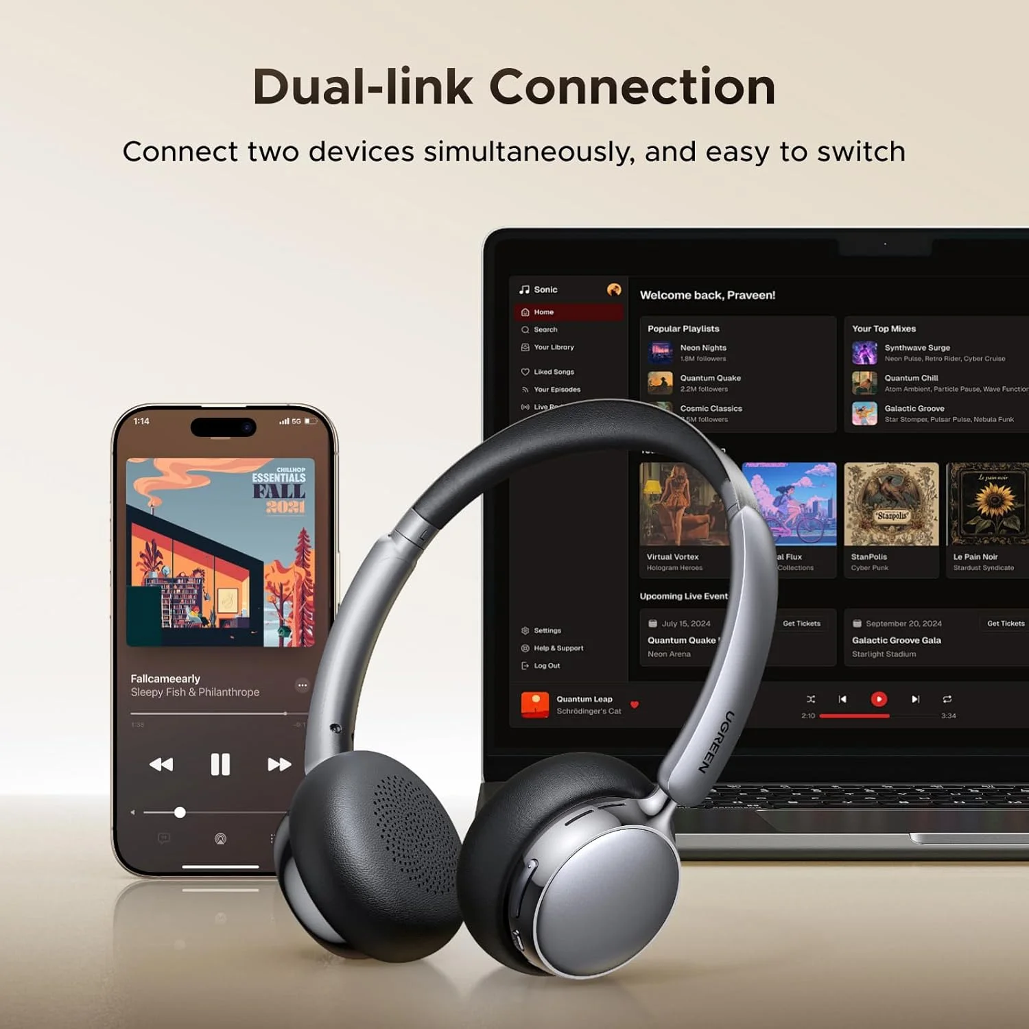 UGREEN HP207 Studio Plus ANC Wireless Bluetooth Headphone in Bangladesh