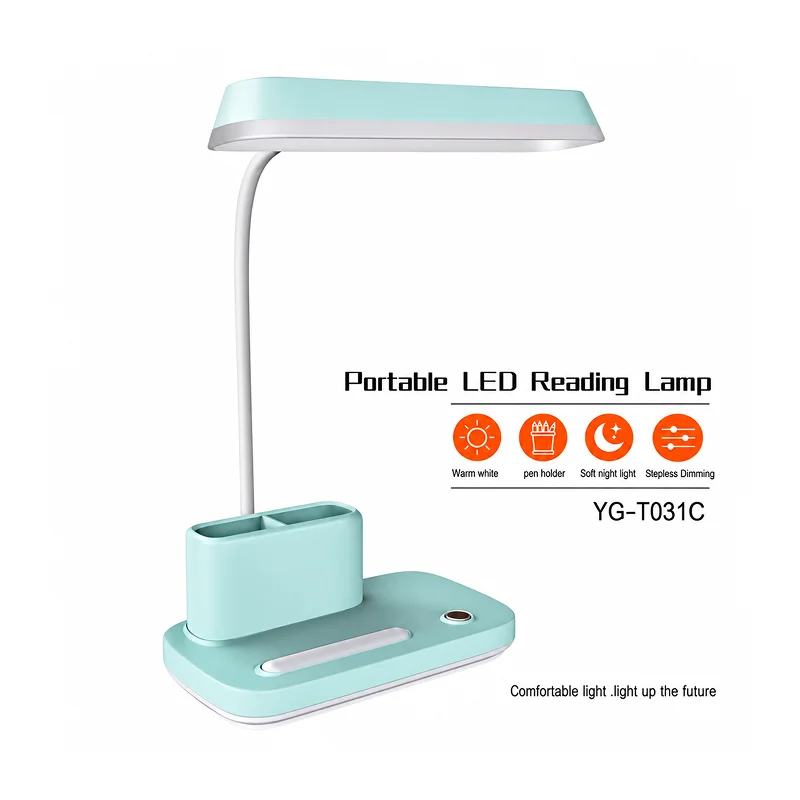 YAGE YG T031C Rechargeable Reading Desk Lamp With Pen Holder